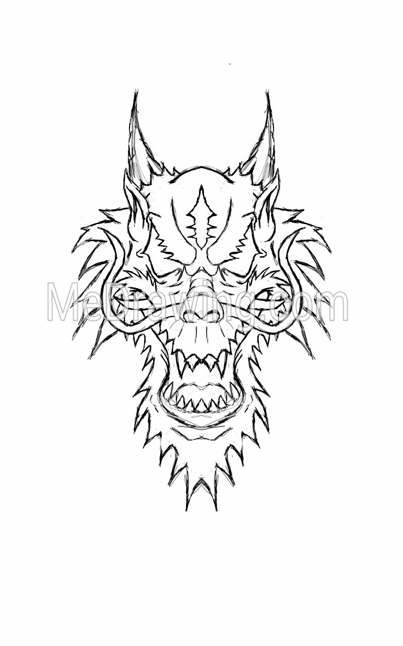 800x1280 Chinese Dragon Head Sketch - Asian Dragon Sketch