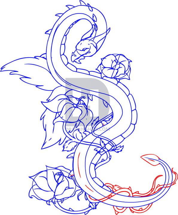 595x720 How To Draw A Asian Dragon, Step By Step, Drawing Guide, By - Asian Dragon Sketch