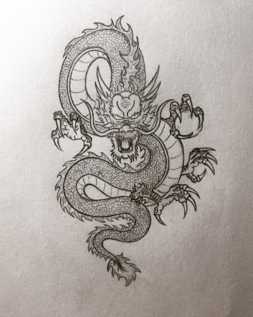 Asian Dragon Sketch at PaintingValley.com | Explore collection of Asian ...