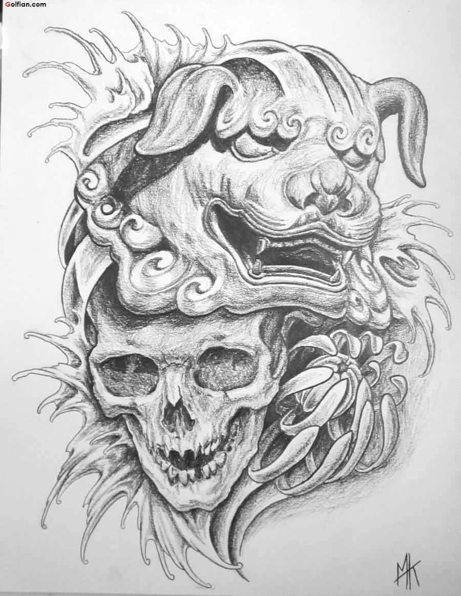 900x1164 Asian Dragon With Skull Tattoo Latest Asian Dragon Tattoo Sketch - Asian Dragon Sketch