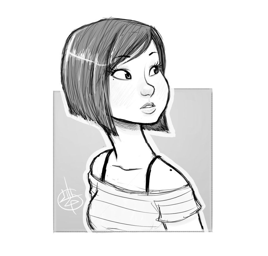 900x862 Asian Girl Sketch By Luigil Sketching - Asian Girl Sketch