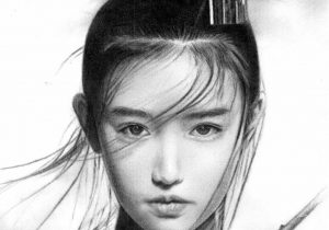 300x210 Cute Korean Girl Sketch Asian Girl, Cute Girl, Drawing Portrait - Asian Girl Sketch