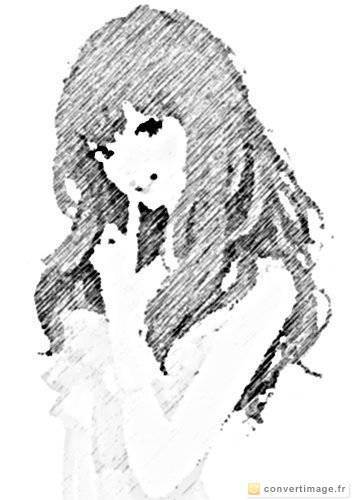 352x500 Sketch Of A Young Asian Girl With Long Hair - Asian Girl Sketch