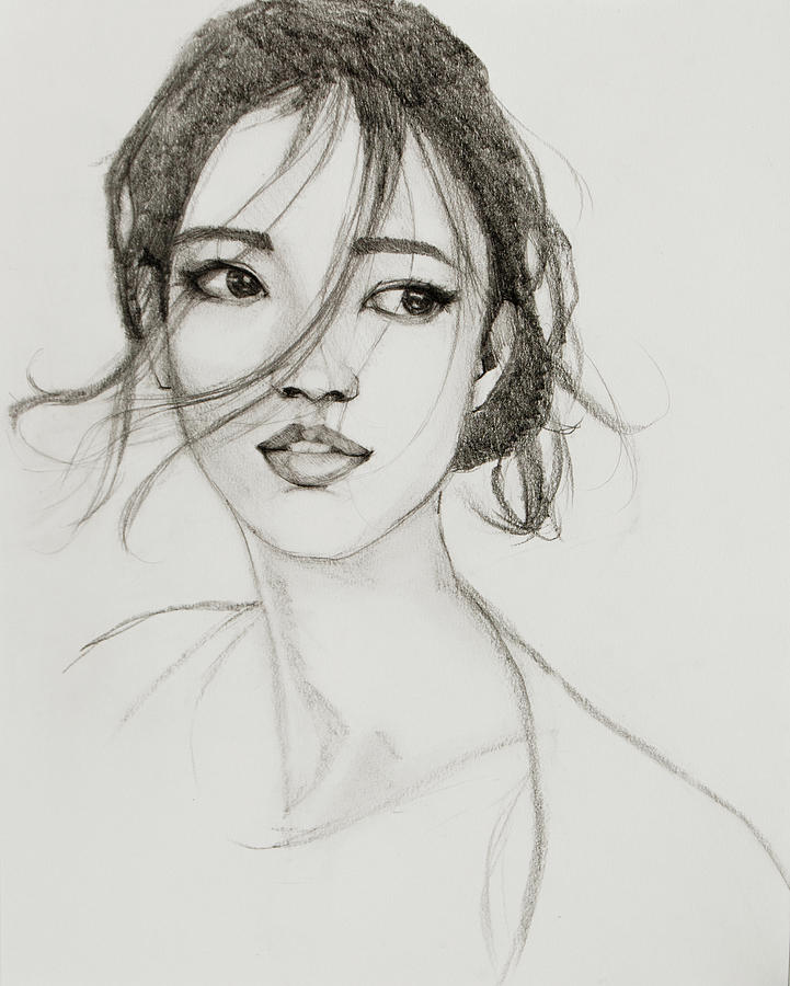 721x900 Asian Girl Drawing By Jani Freimann - Asian Girl Sketch