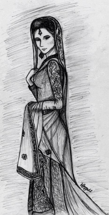 465x918 Pakistani Bride - Asian Sketch