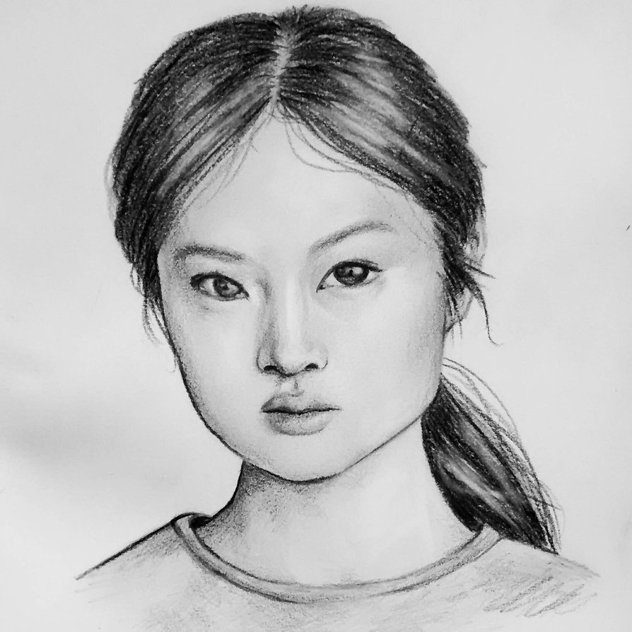 894x894 Portrait Girls Sketching Asian Girl Portrait Sketchsunnivasve On - Asian Sketch