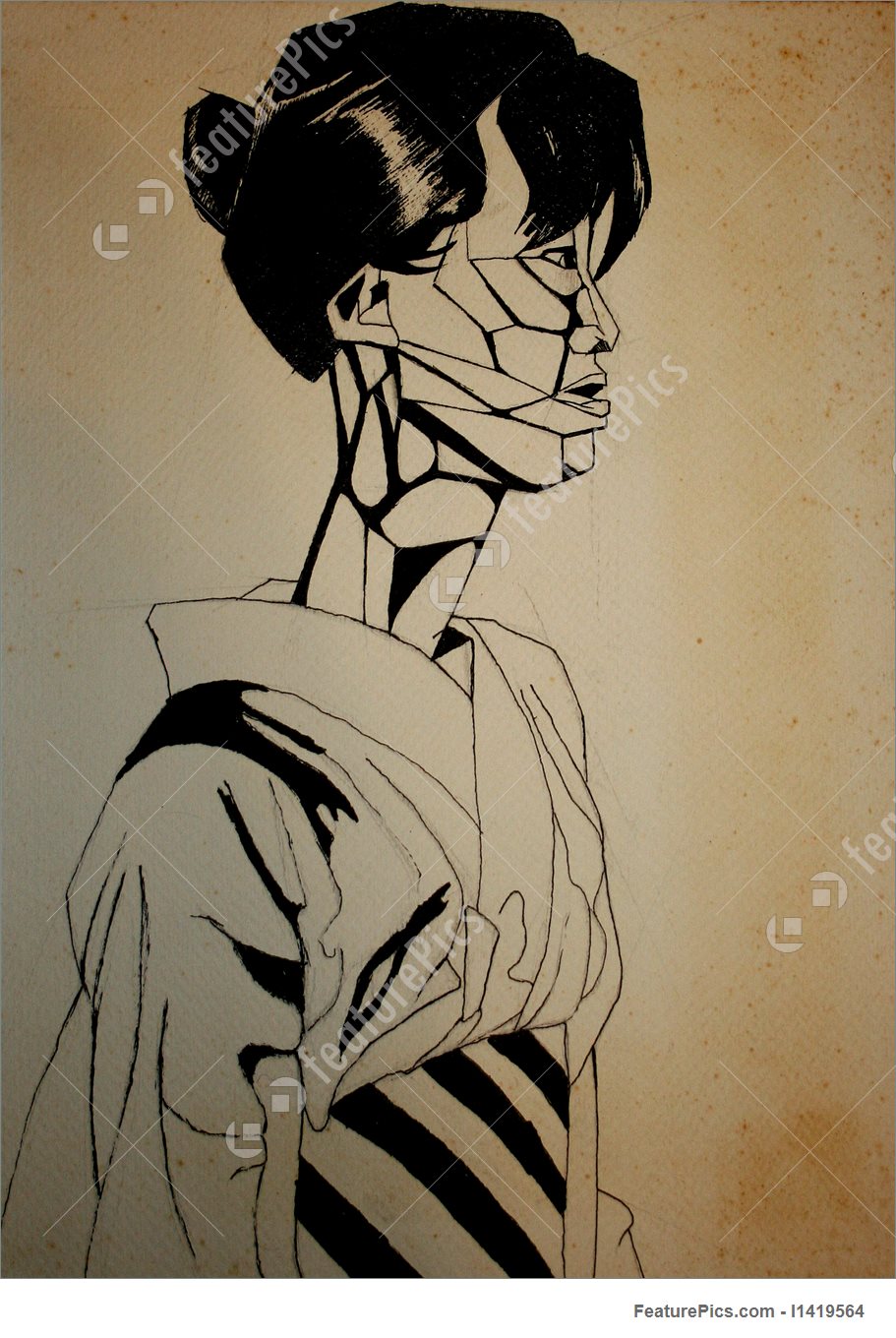 911x1360 Sketch Of Asian Woman Stock Illustration I1419564 - Asian Sketch