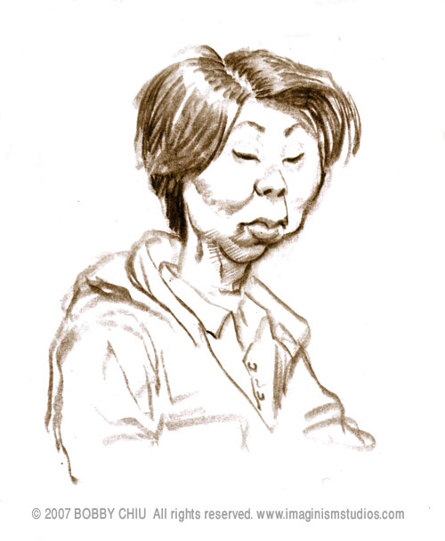 500x608 Subway Sketches Asian Lady By Imaginism - Asian Sketch