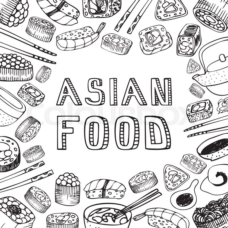 800x800 Asian Food Background. Asian Food Poster. Asian Food Menu - Asian Sketch