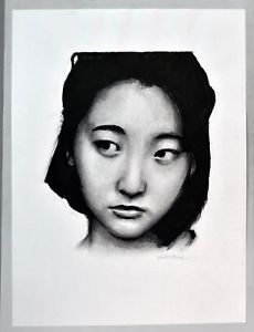 230x300 Asian Woman Original Signed Mixed Media Drawing On Paper, Unframed - Asian Woman Sketch