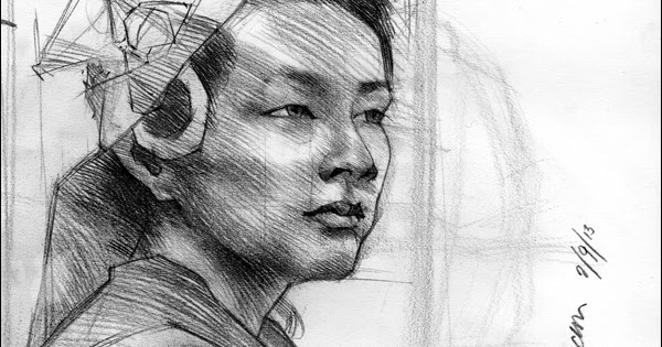 600x315 Drawing And Sketching By Artist Bernard Garcia Young Asian Woman - Asian Woman Sketch