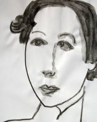 375x469 Abstract Drawing Portrait Of A Elegant And Serious Asian Girl - Asian Woman Sketch