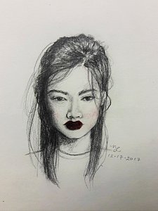 225x300 Asian Woman Drawings - Asian Woman Sketch
