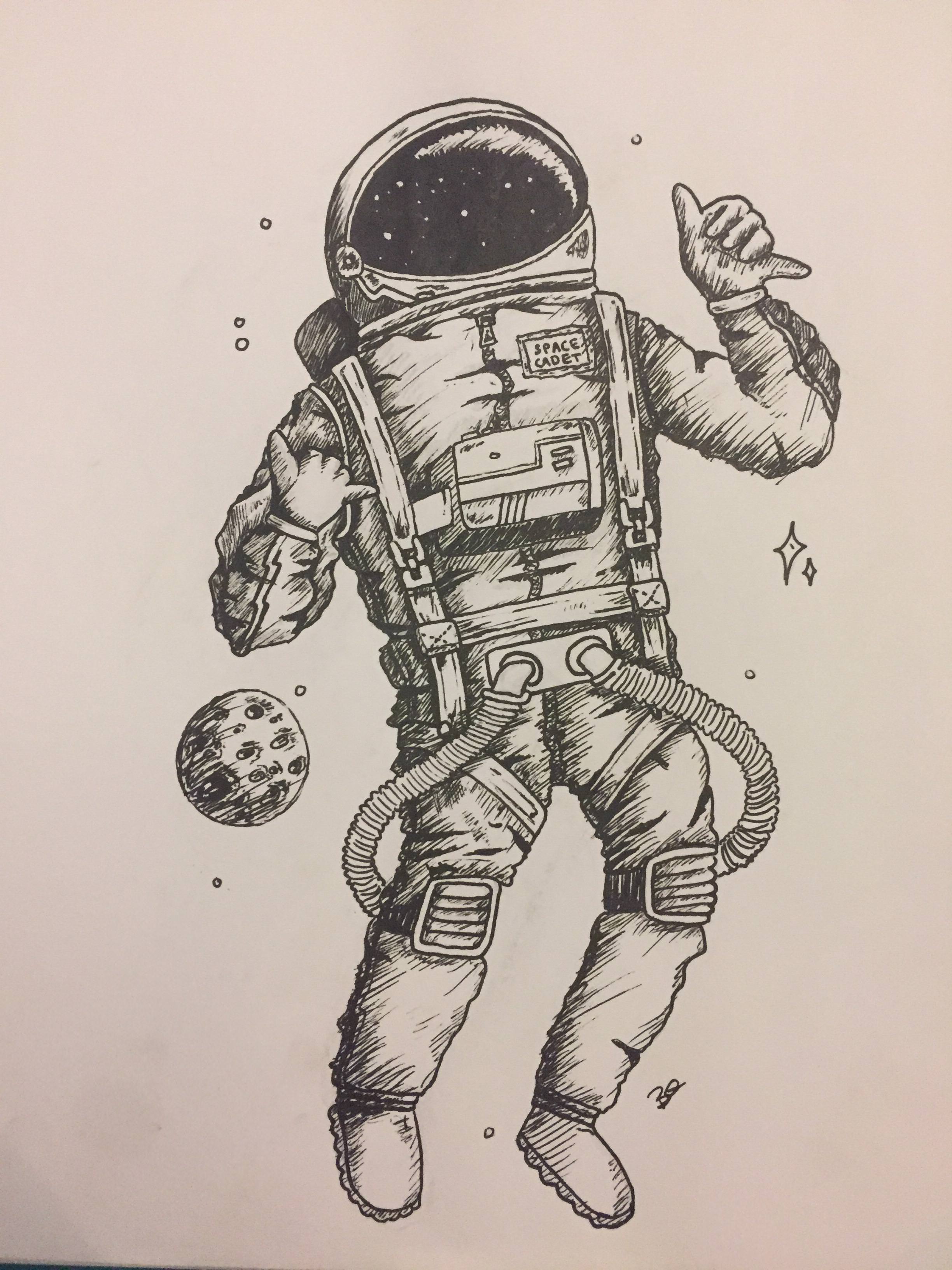 Astronaut Sketch at PaintingValley.com | Explore collection of ...