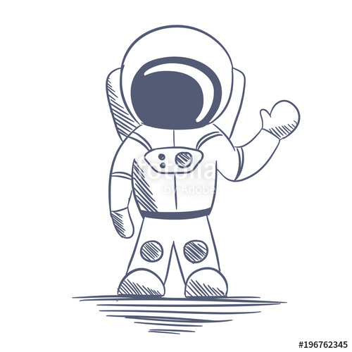 500x500 Astronaut Sketch Isolated On White Background Stock Image And - Astronaut Sketch