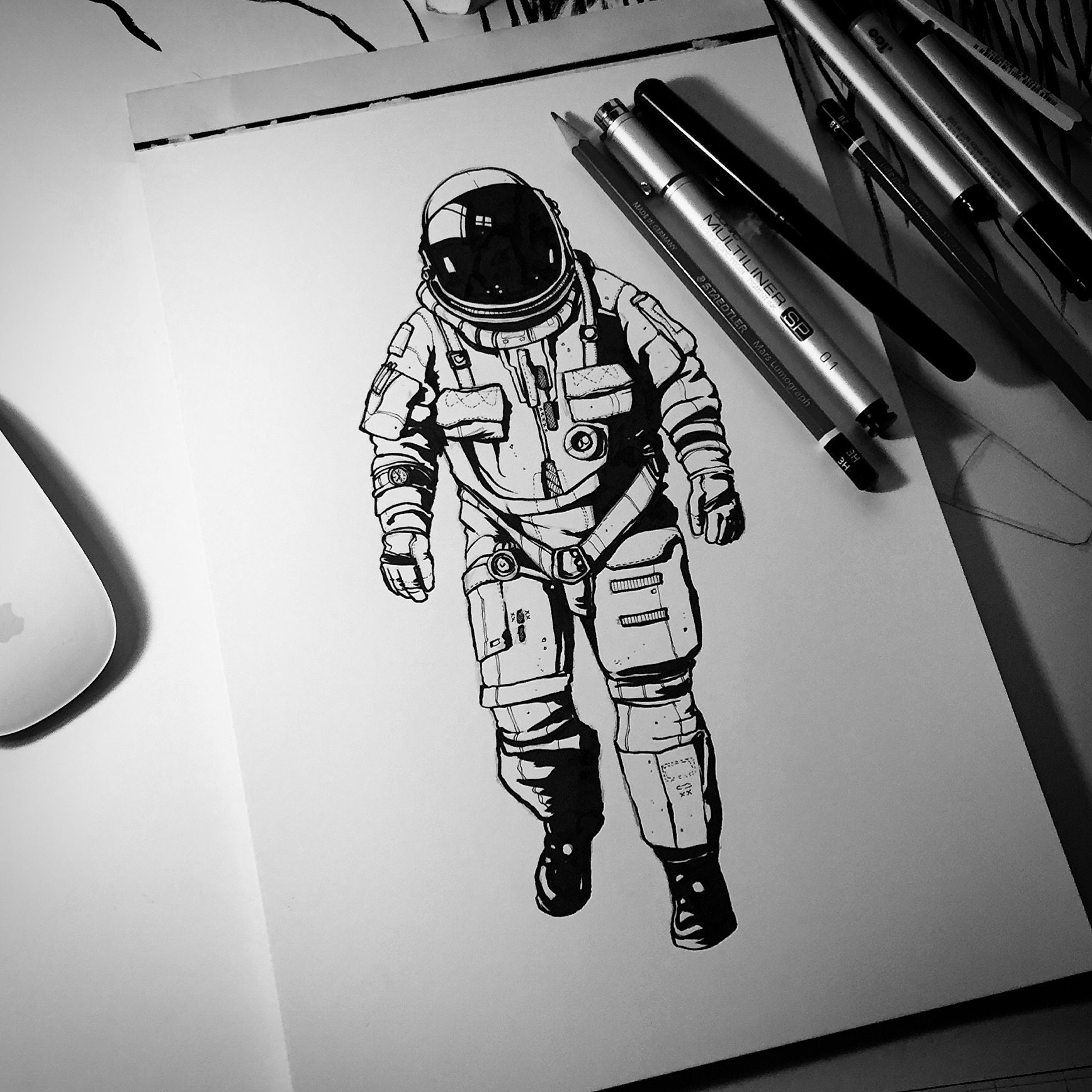 1735x1735 The Astronaut - Astronaut Sketch