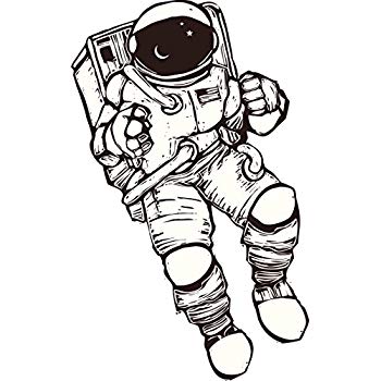 350x350 Cool Awesome Space Astronaut Pen Sketch Cartoon Vinyl - Astronaut Sketch