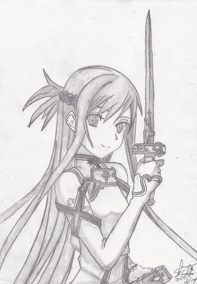 744x1074 Asuna Pencil Sketch Finished By Shelandrystudio - Asuna Sketch