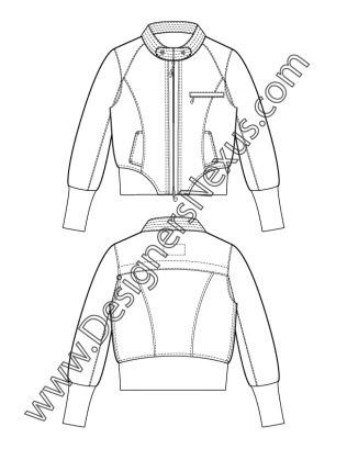 316x409 Mandarin Collar Cropped Puffer Jacket Fashion Flat Sketch V8 - Asymmetrical Sketches