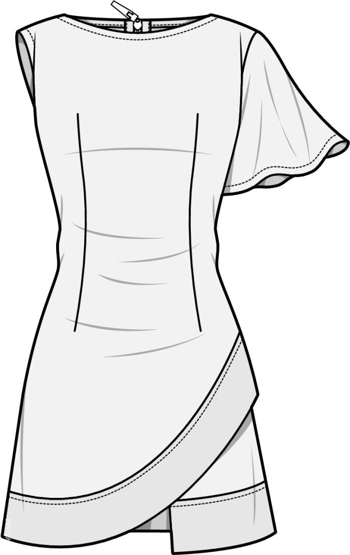 686x1086 Pd 02 12 2018. Sketch Of Cute Asymmetrical Top. Sew Ins ~ Tops - Asymmetrical Sketches