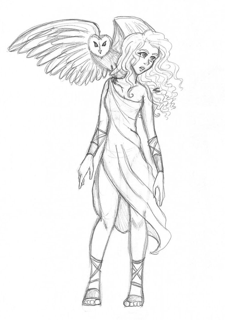 750x1066 Athena Cartoon Drawing - Athena Sketch