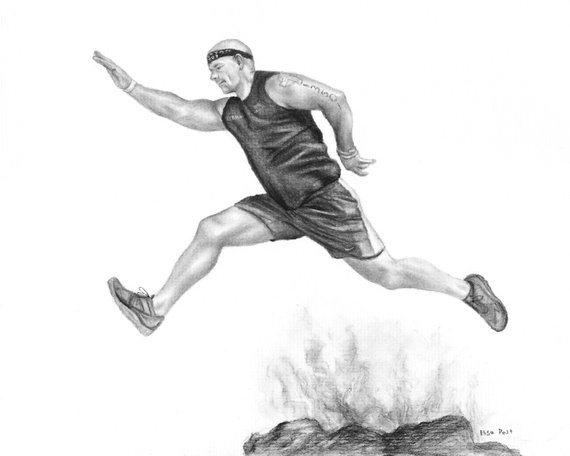 570x456 Custom Sports Drawing Sports Memorabilia Athlete Gift Etsy - Athlete Sketch