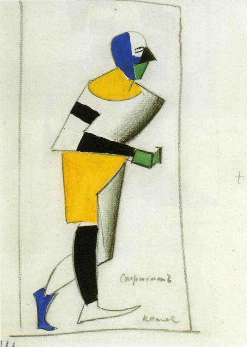 498x700 Kazimir Malevich. Athlete. Sketch Of A Costume For The Opera - Athlete Sketch