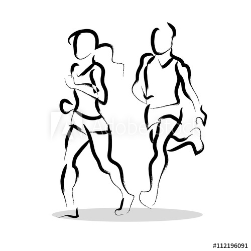 500x500 Vector Hand Drawn Fitness People Sketch. Athlete Figure Isolated - Athlete Sketch