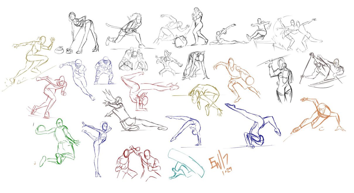 1209x661 Athlete Figure Studies - Athlete Sketch