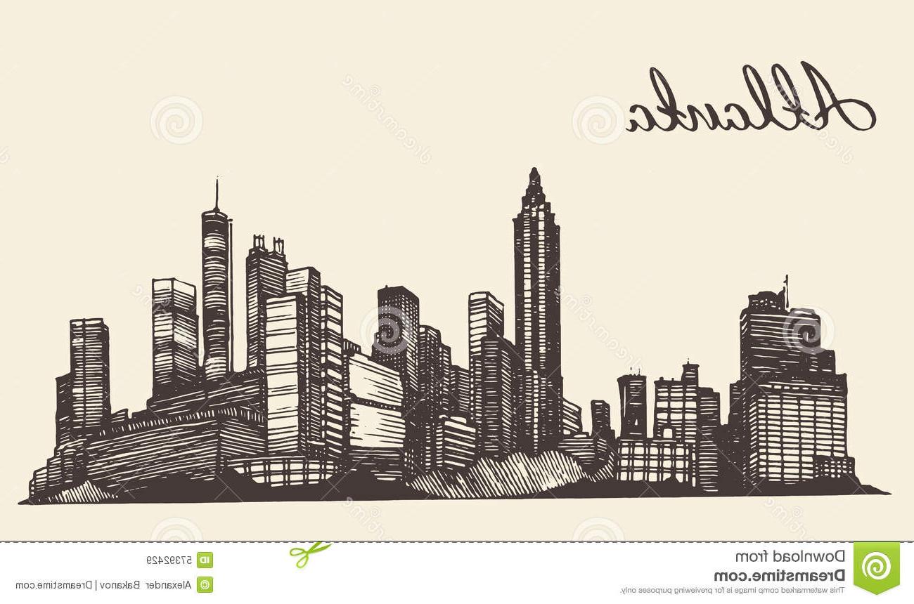 1300x860 Hd Atlanta Skyline Engraved Hand Drawn Sketch Vintage Illustration - Atlanta Sketch