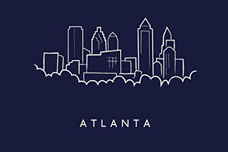 463x309 Atlanta City Skyline Pencil Sketch Art Print Poster - Atlanta Sketch