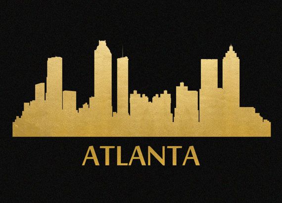 570x411 Atlanta Skyline Gold Foil Print 8x11 By Garageshirtsink On Etsy - Atlanta Skyline Sketch