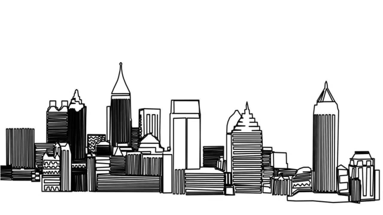 1280x720 Atlanta Skyline Sketch Animation - Atlanta Skyline Sketch
