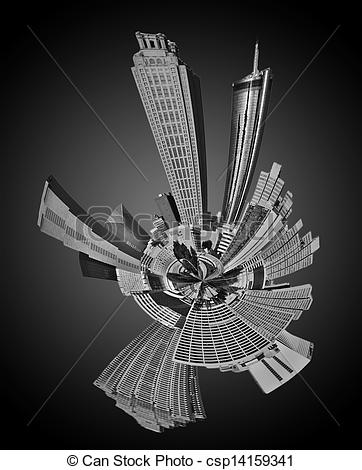362x470 Atlanta Skyline Mini Planet Galaxy 360 Panorama. - Atlanta Skyline Sketch