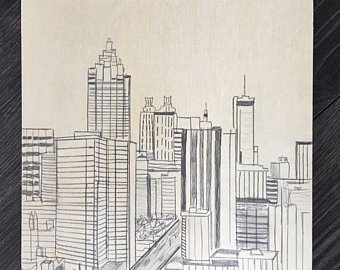 340x270 Atlanta Skyline Wood Etsy - Atlanta Skyline Sketch