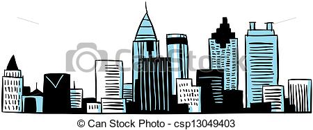450x188 Cityscape Clipart Atlanta Georgia - Atlanta Skyline Sketch