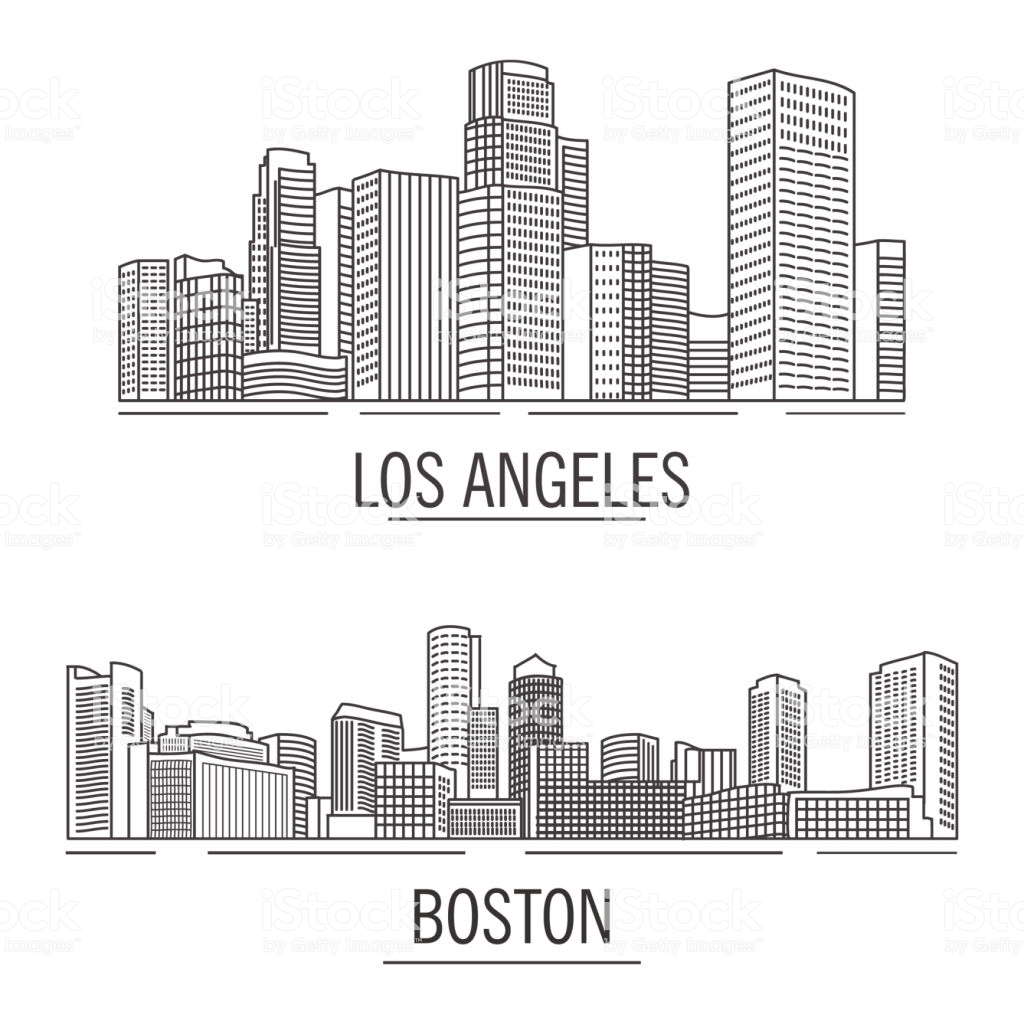 1024x1024 Collection Of La Skyline Drawing Download Them And Try To Solve - Atlanta Skyline Sketch