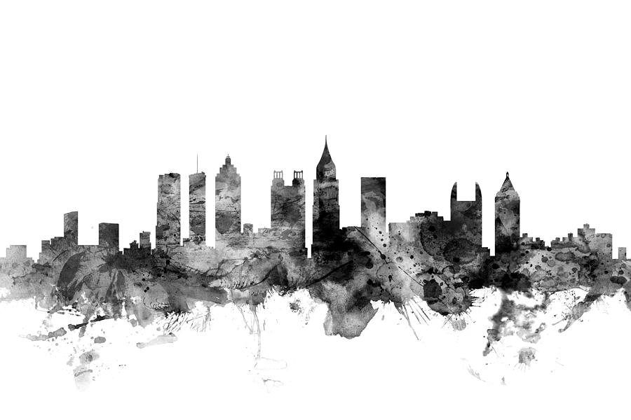 900x600 Atlanta Georgia Skyline Digital Art By Michael Tompsett - Atlanta Skyline Sketch