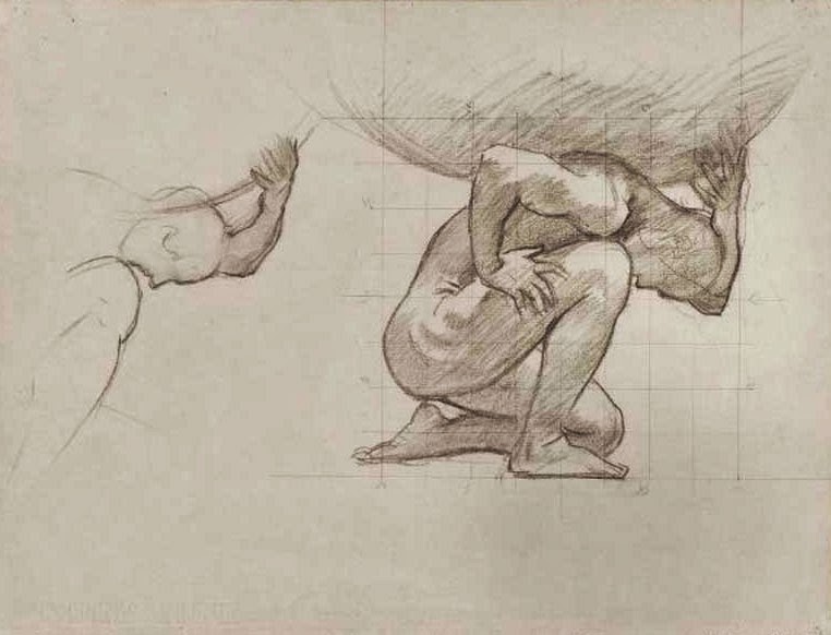 762x582 Sketch For Satin And Hesperide. The Figure Of Atlas By John - Atlas Sketch