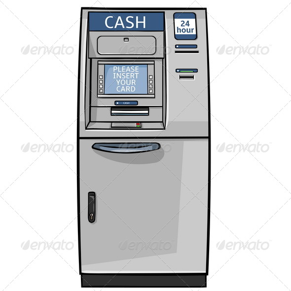 590x590 Vector Cartoon Cash Machine By Nikiteev Graphicriver - Atm Machine Sketch