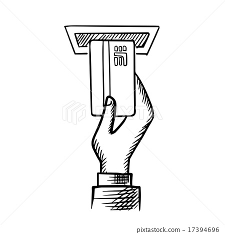 450x468 Sketch Of Credit Card With Atm Slot - Atm Sketch