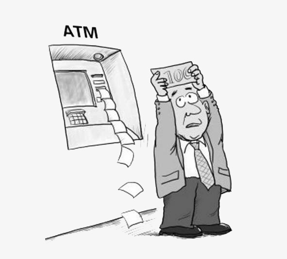 591x533 An Old Man Withdraw Money, Man Clipart, Money Clipart, Atm Png - Atm Sketch