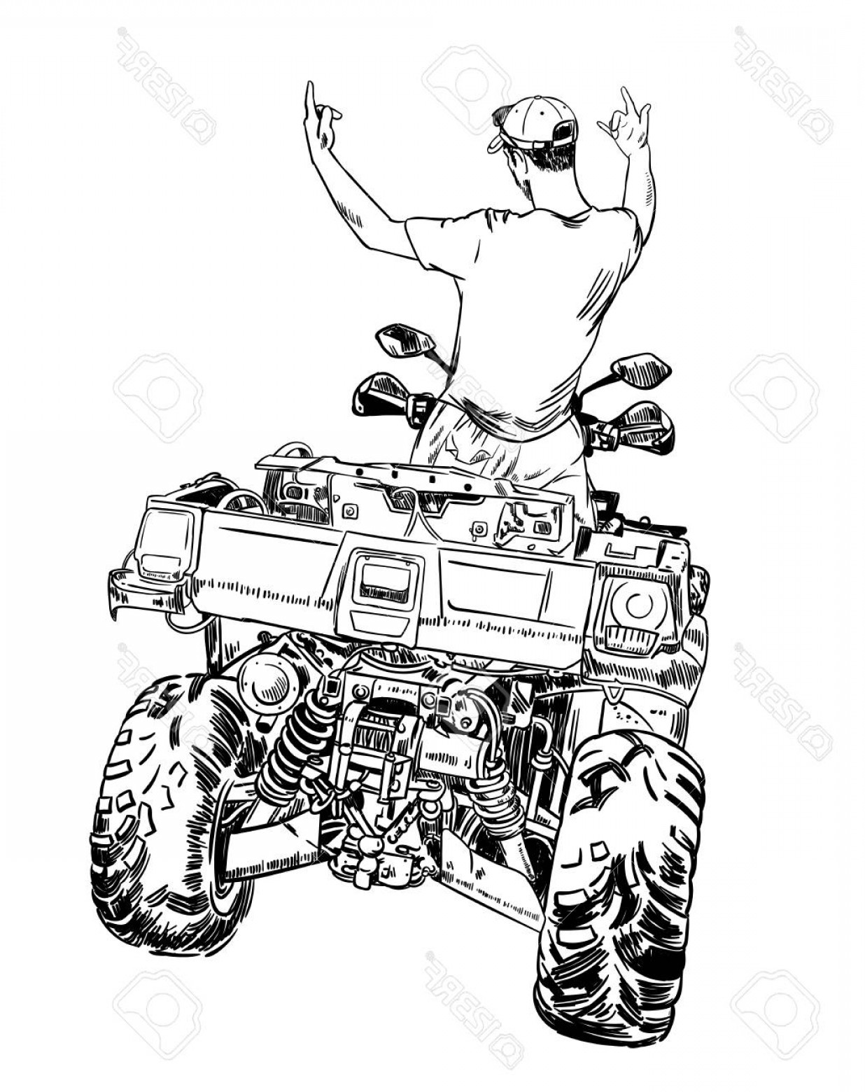 1236x1560 Photostock Vector Sketch Vector Illustration Quad Bike Silhouette - Atv Sketch