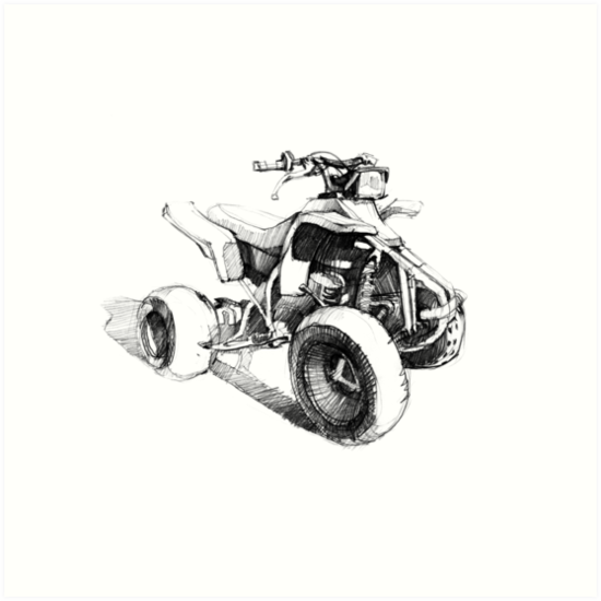 550x550 Atv Motor Draw Art Prints By Timakuzmenko Redbubble - Atv Sketch