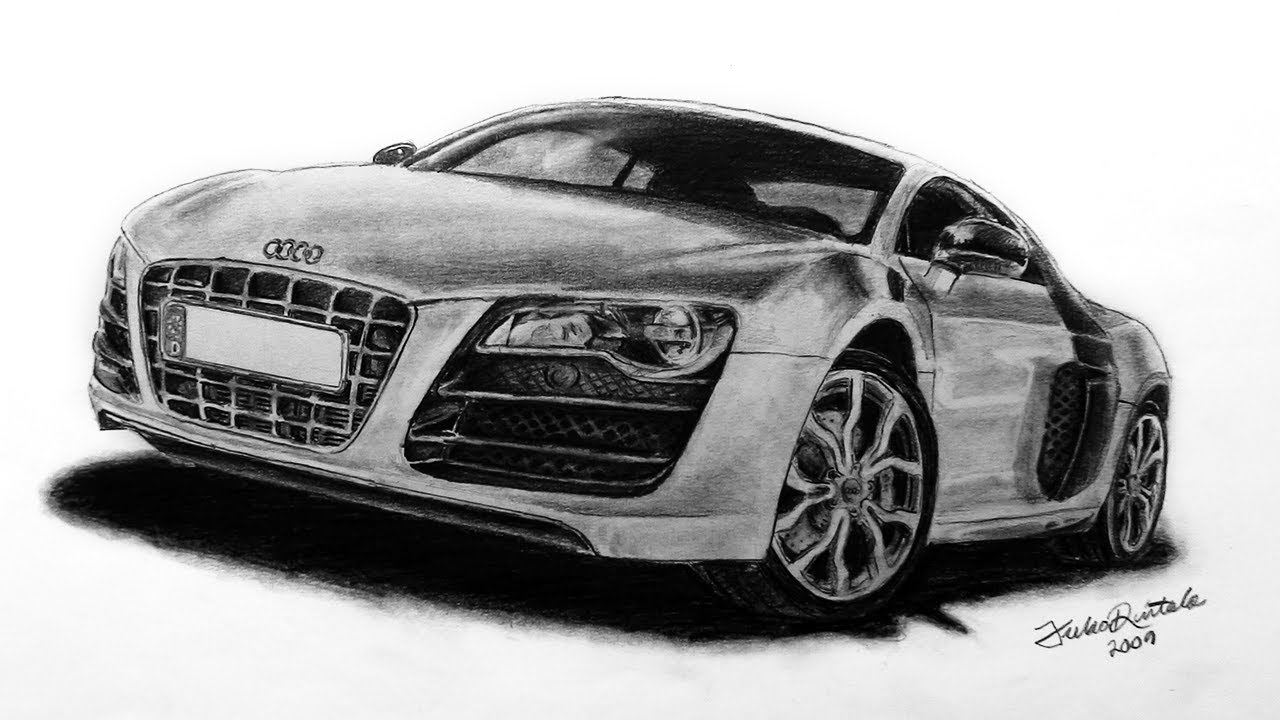 1280x720 Audi R8 Speed Drawing With Pencil - Audi R8 Sketch