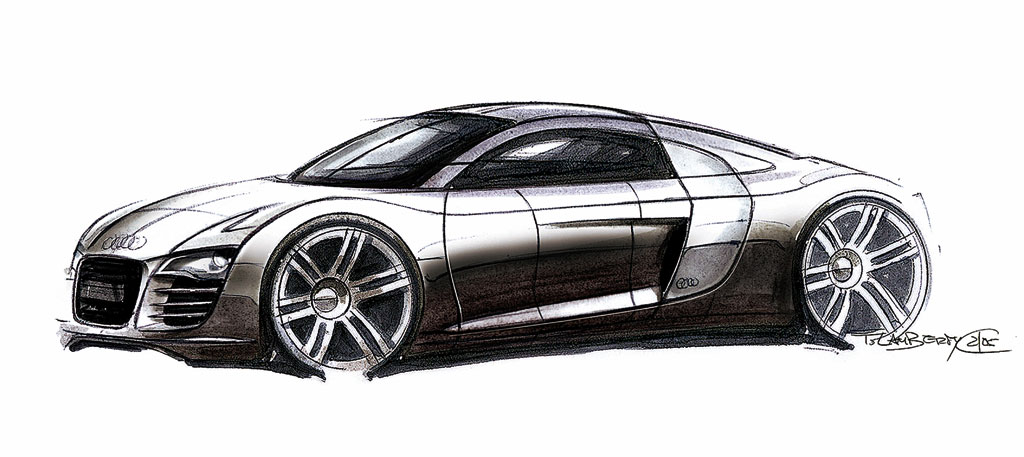 1024x457 Audi R8 Design Sketch 3 Supercar Sketches - Audi R8 Sketch