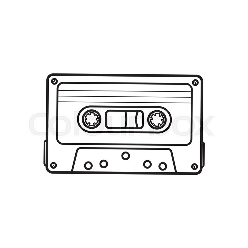 800x800 Old Fashioned, Retro Audio Cassette From 90s, Sketch Vector - Audio Sketch