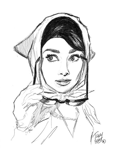 500x660 Sketch Of Audrey Hepburn. Win, Lose, Or Draw - Audrey Hepburn Sketch