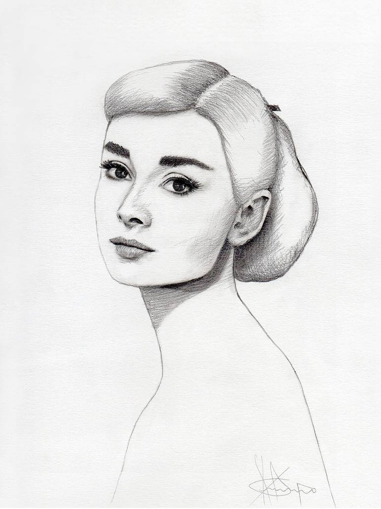 770x1027 Audrey Hepburn Drawing By Delmy Darko Saatchi Art - Audrey Hepburn Sketch