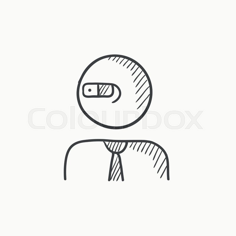 800x800 Man In Augmented Reality Glasses Vector Sketch Icon Isolated On - Augmented Reality Sketch